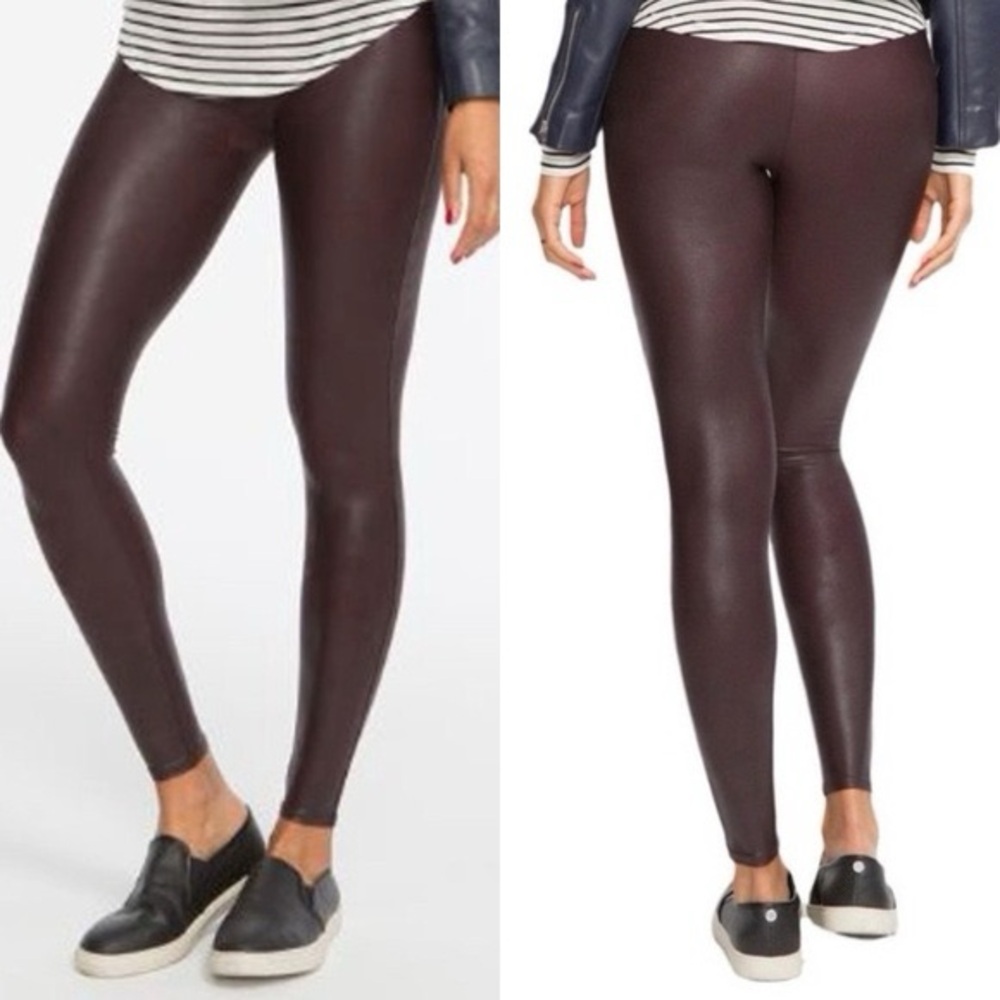 Spanx Burgundy Faux Leather Leggings